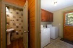 Main Level Guest Bath & Laundry Room with access to back deck